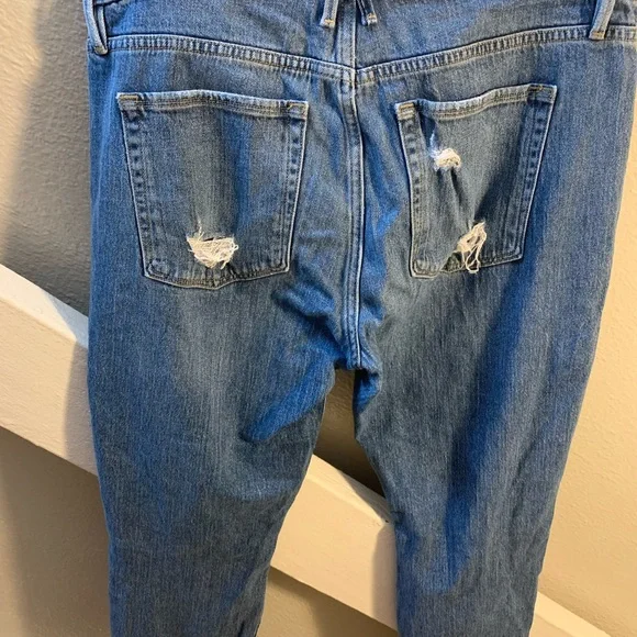 Good American Blue Distressed Boyfriend Jeans - Picture 3 of 4